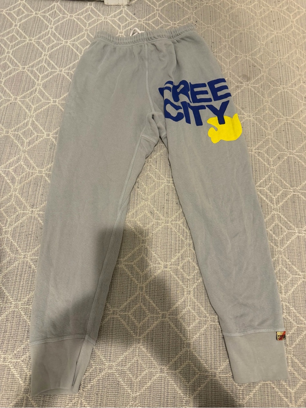 freecity Gray Sweatpants with Blue & Yellow Logo